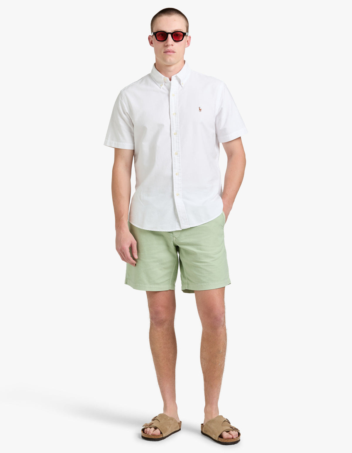 Short teñido verde piedra