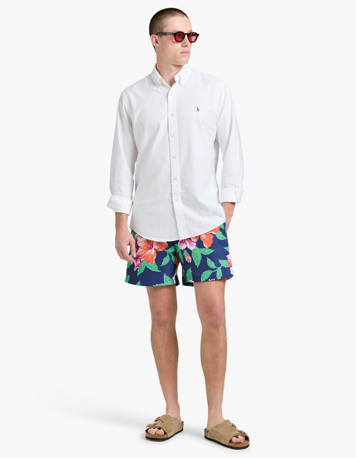 Short de baño clásico estampado azul marino