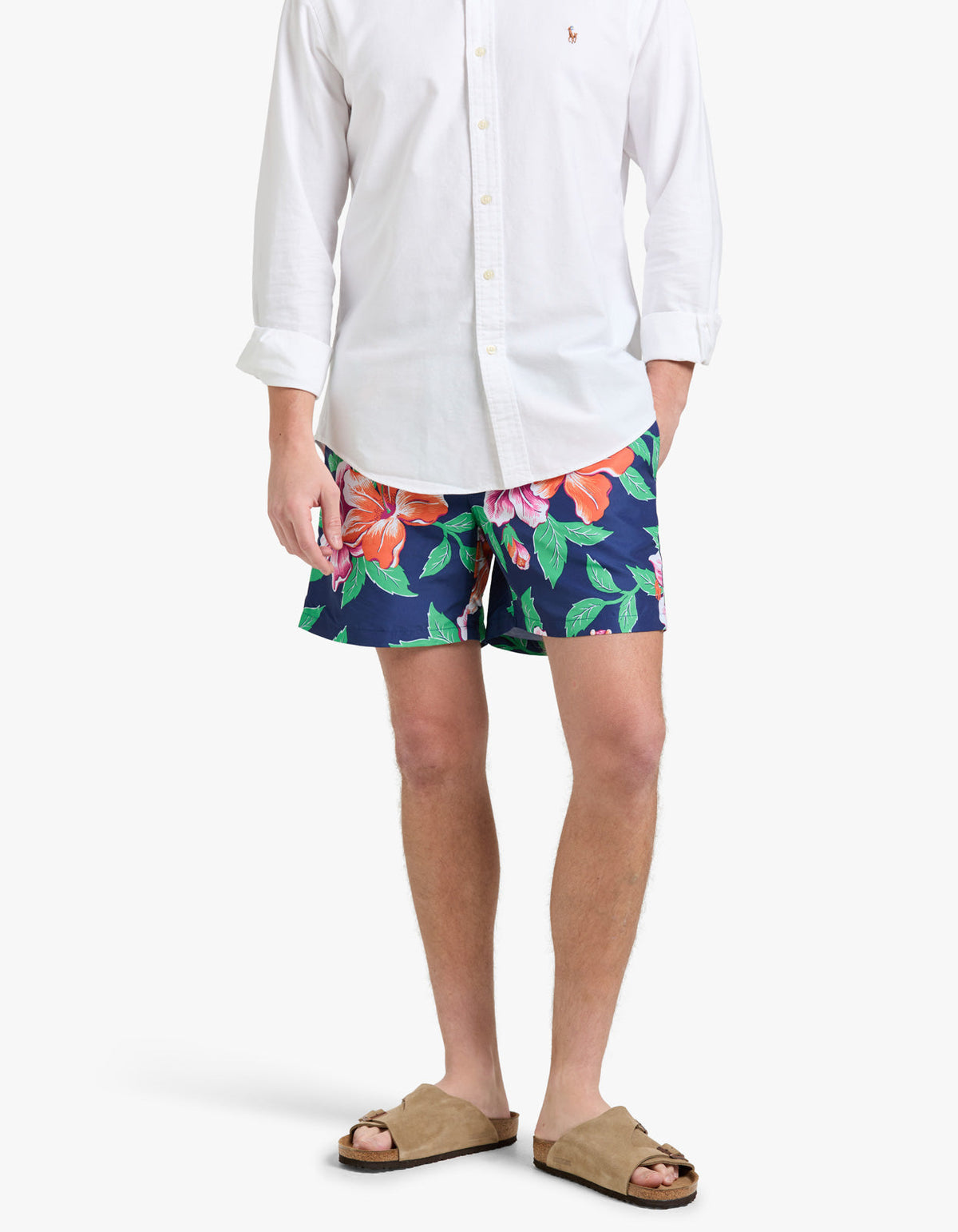 Short de baño clásico estampado azul marino