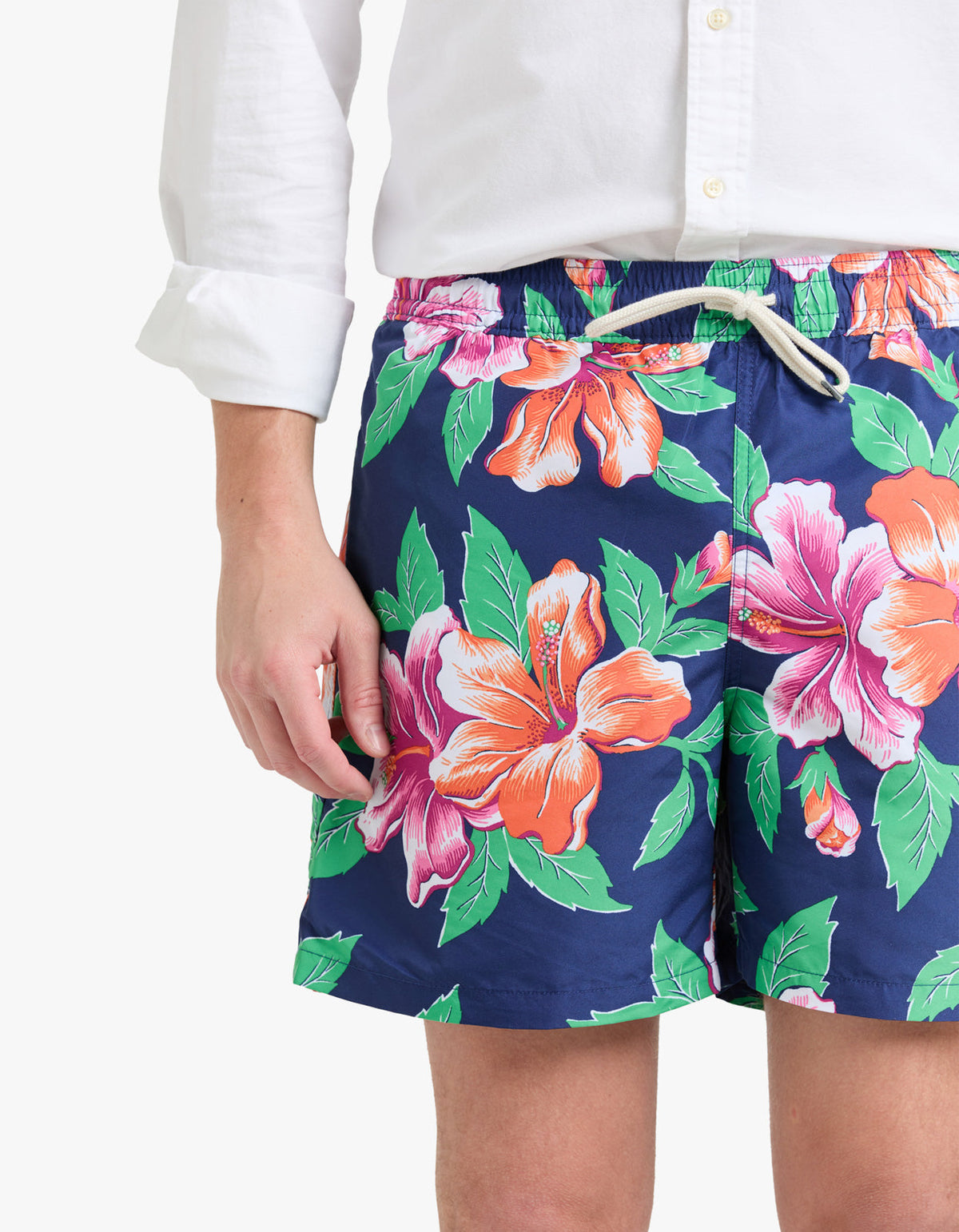 Short de baño clásico estampado azul marino