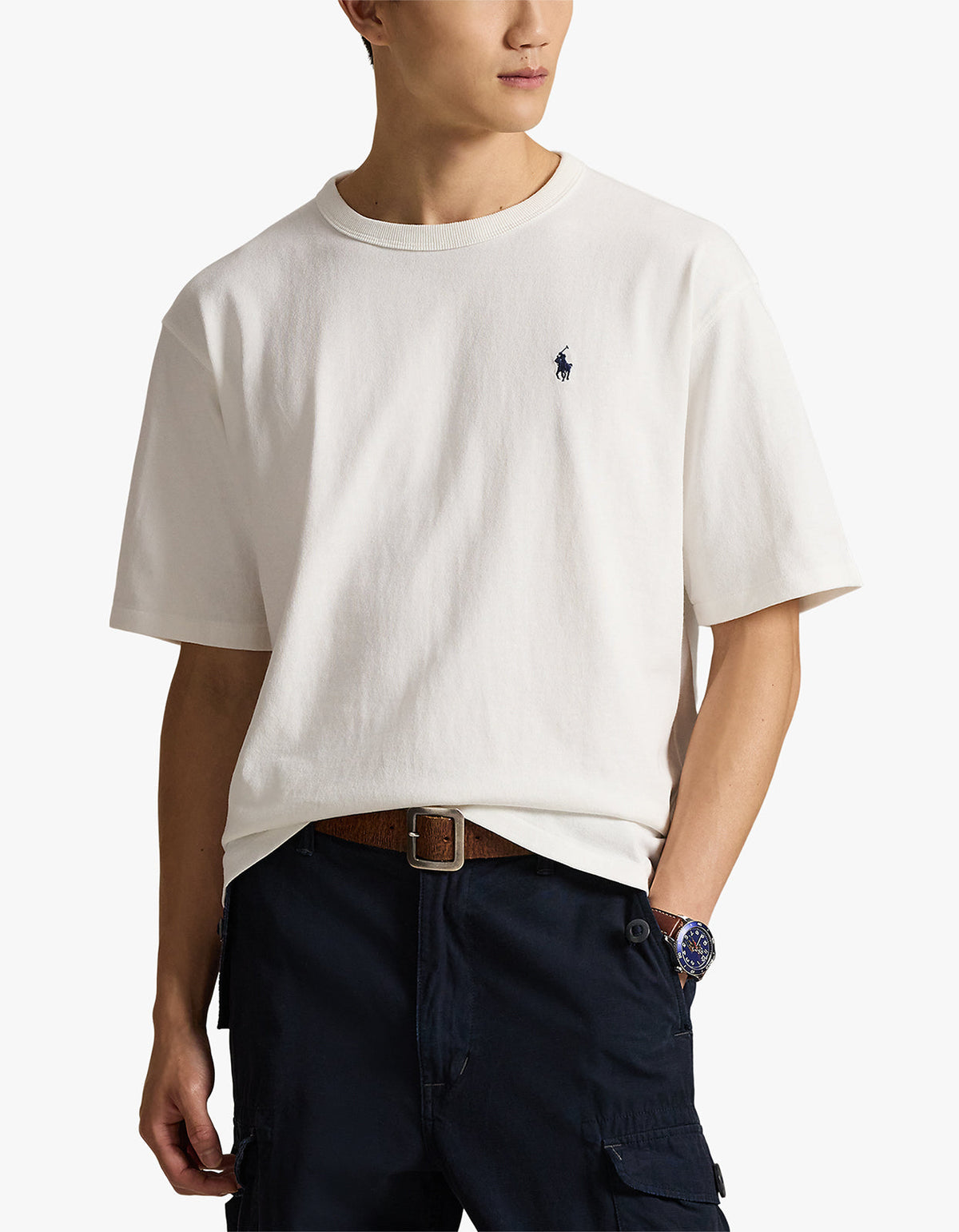 Polera de algodón corte holgado blanco