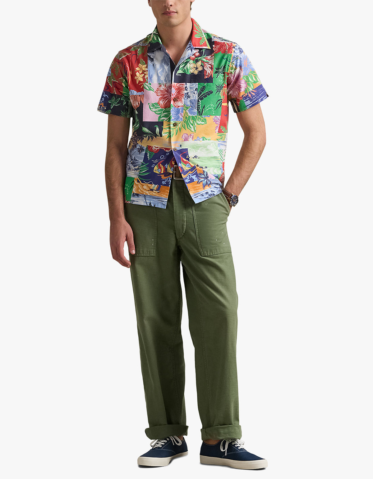 Camisa Oxford estampado patchwork