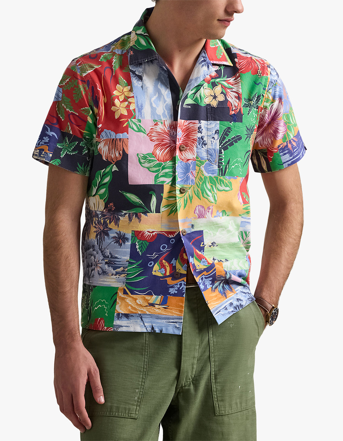 Camisa Oxford estampado patchwork
