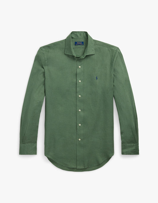 Camisa de lino verde militar
