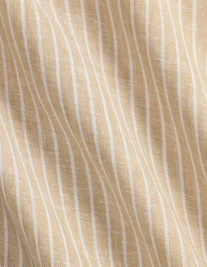 Camisa de lino a rayas beige y blanco