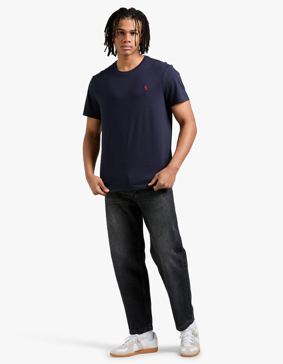 Polera cuello redondo corte slim azul tinta