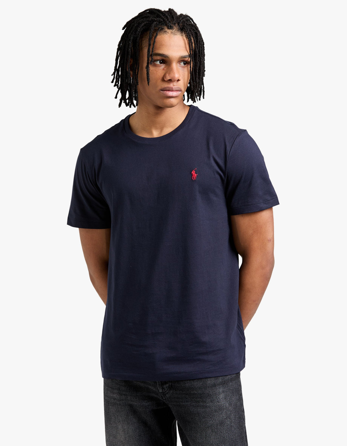 Polera cuello redondo corte slim azul tinta