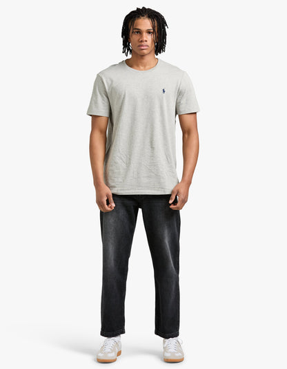 Polera cuello redondo corte slim gris jaspeado