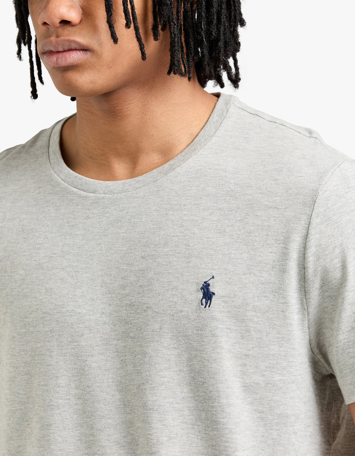 Polera cuello redondo corte slim gris jaspeado