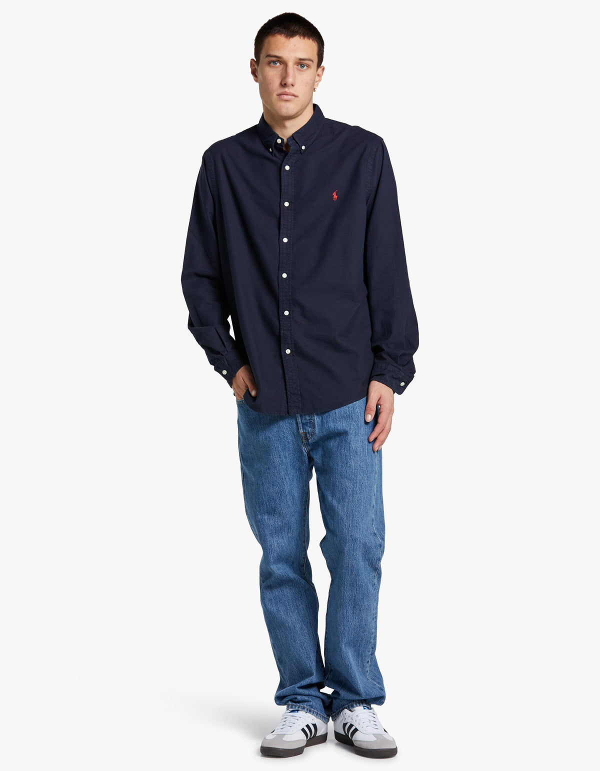 Camisa Oxford azul marino
