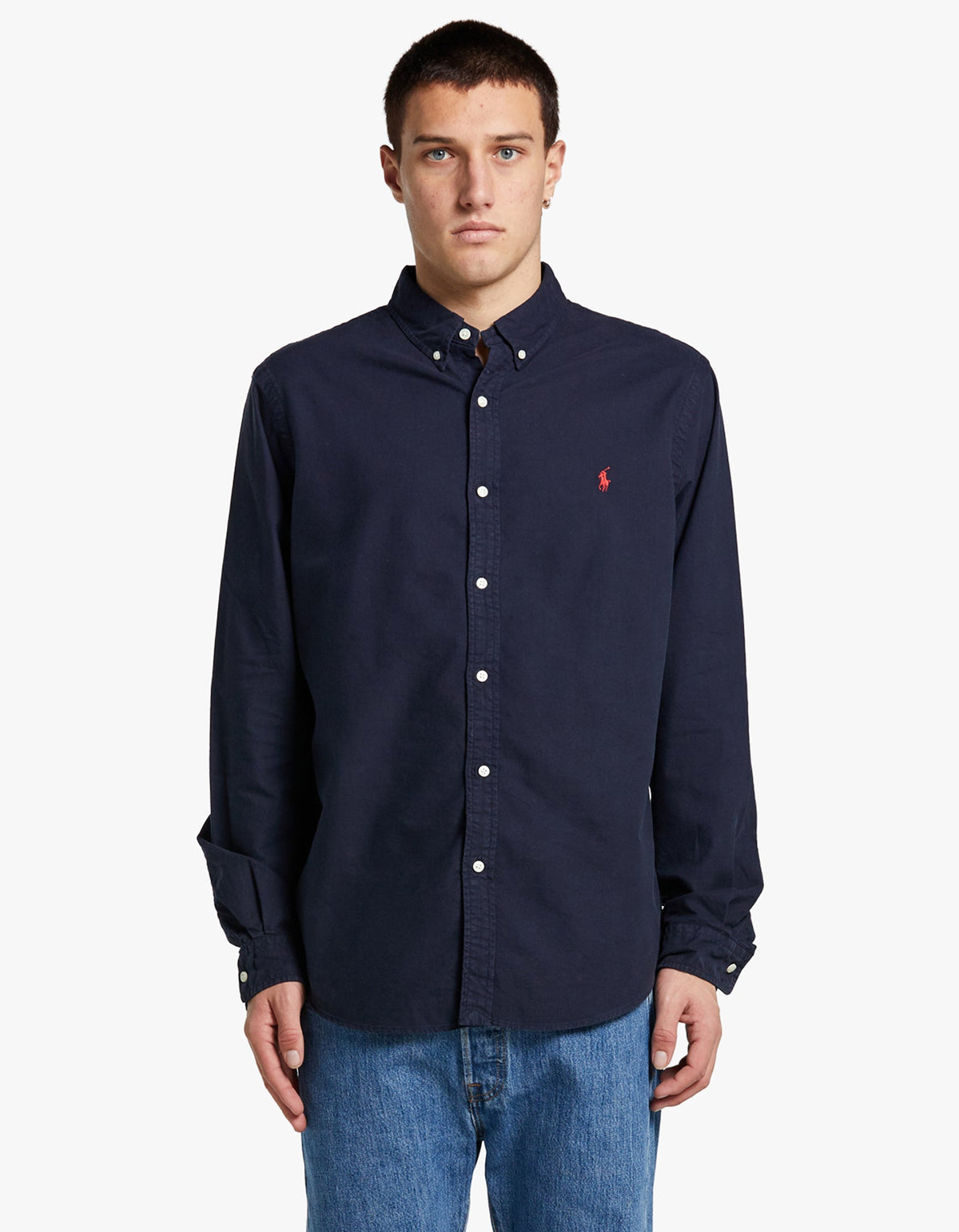 Camisa Oxford azul marino