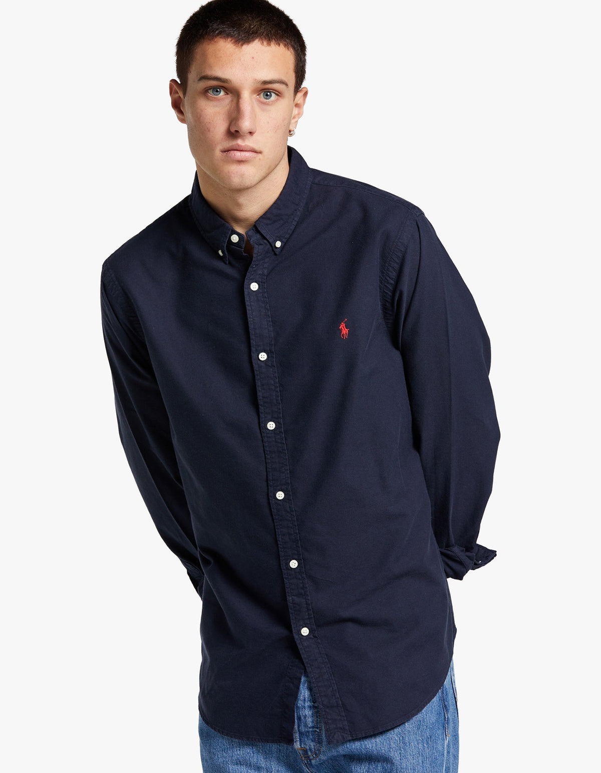 Camisa Oxford azul marino