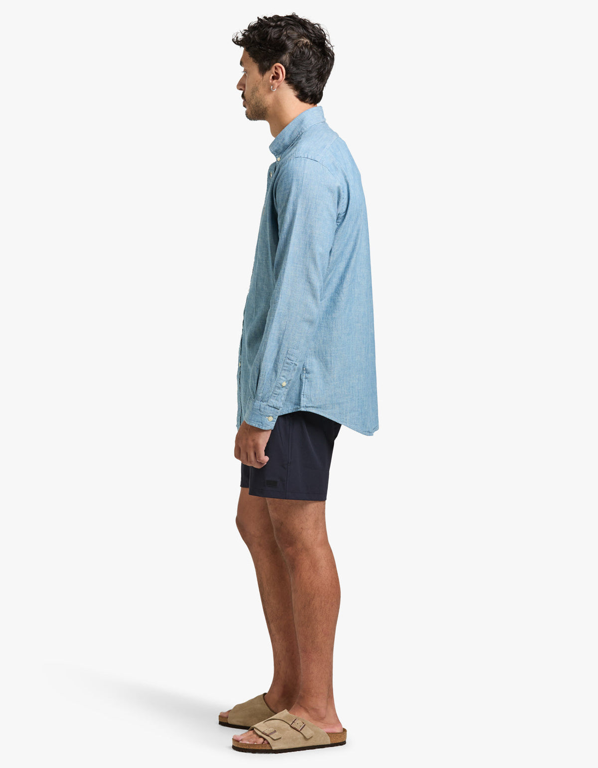 Camisa de chambray celeste