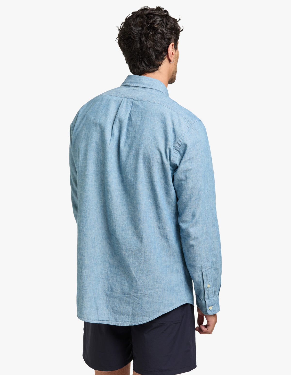 Camisa de chambray celeste
