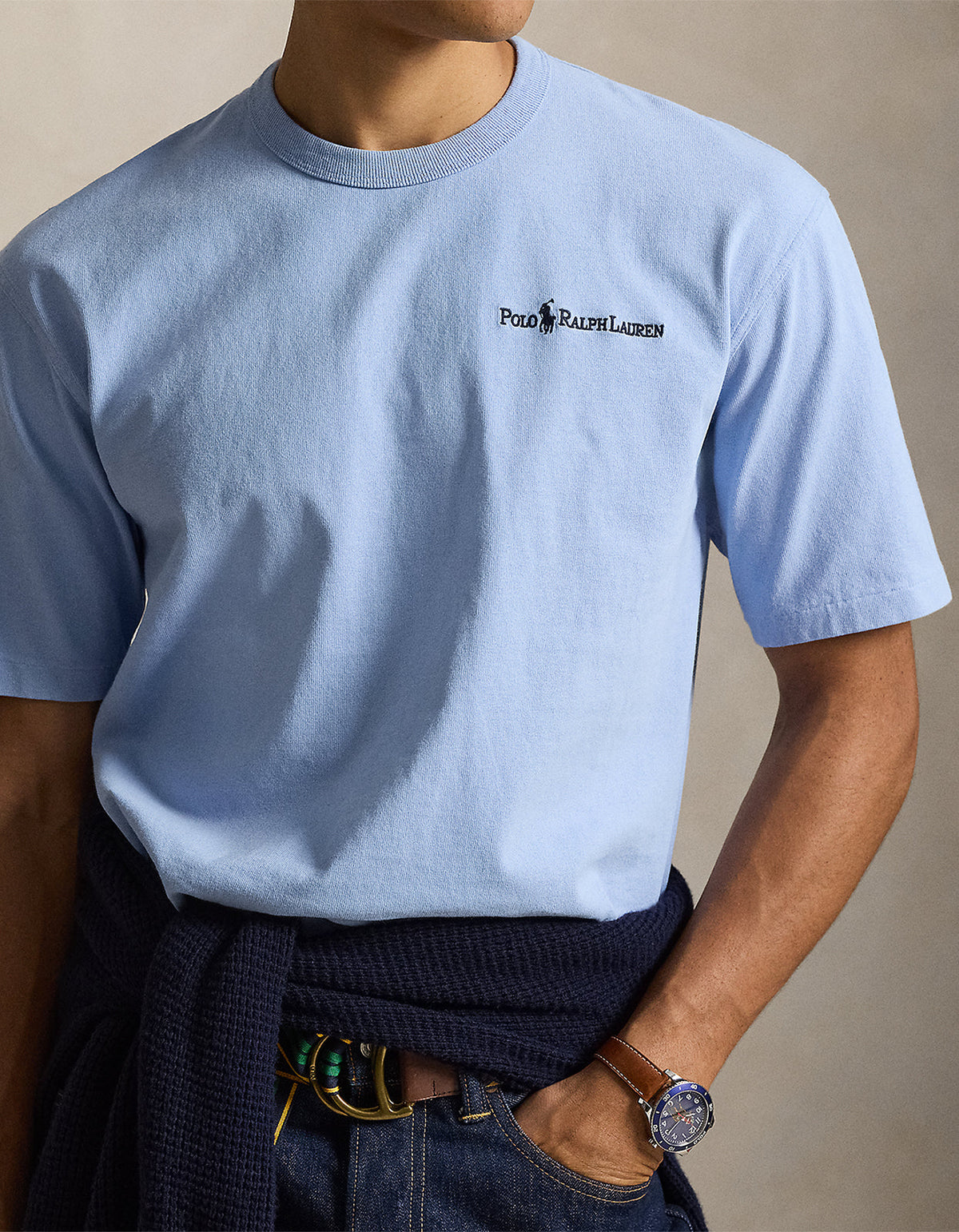 Polera de algodón corte holgado celeste
