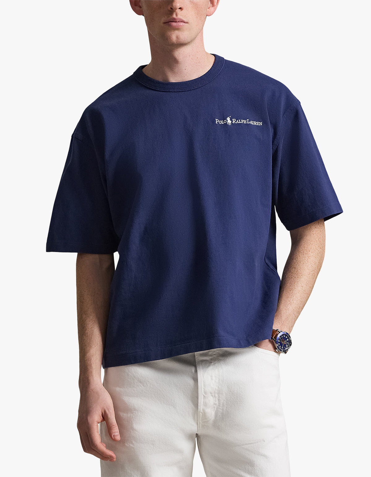 Polera de algodón corte holgado azul cobalto