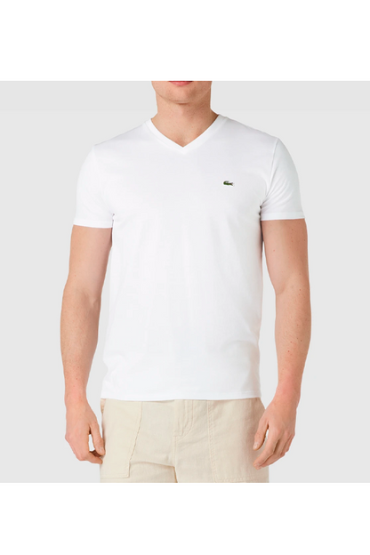 Polera cuello en V blanca