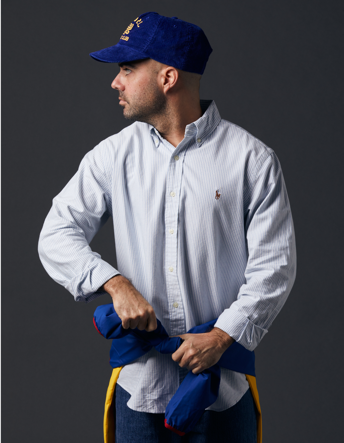 Camisa Oxford a rayas azul y blanco