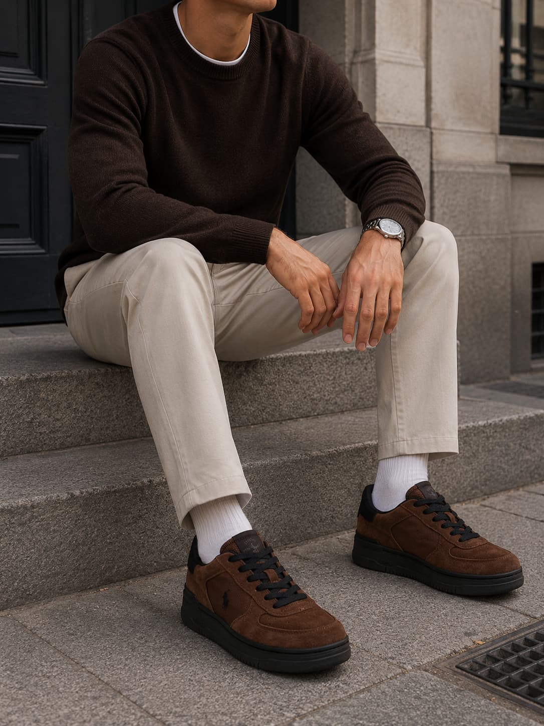 Zapatillas de gamuza café