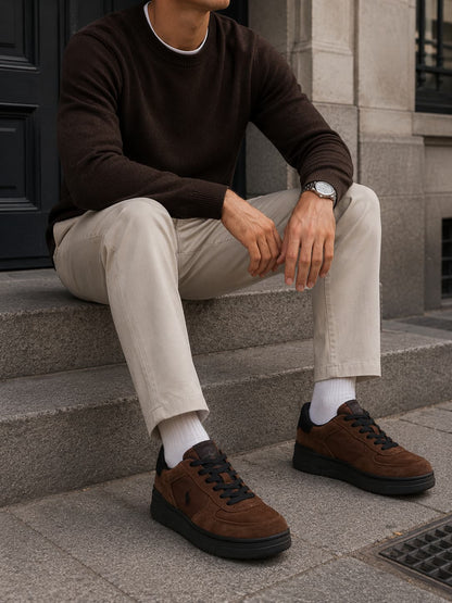 Zapatillas de gamuza café