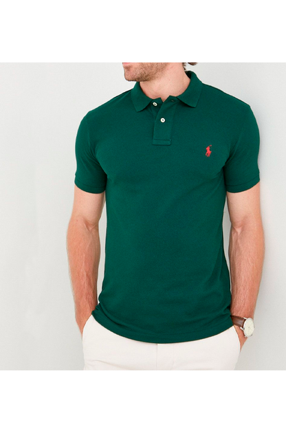 Polo corte slim verde oscuro