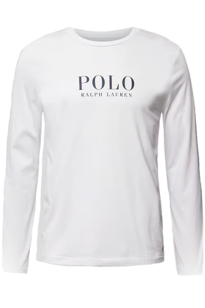 Polera manga larga con estampado blanca