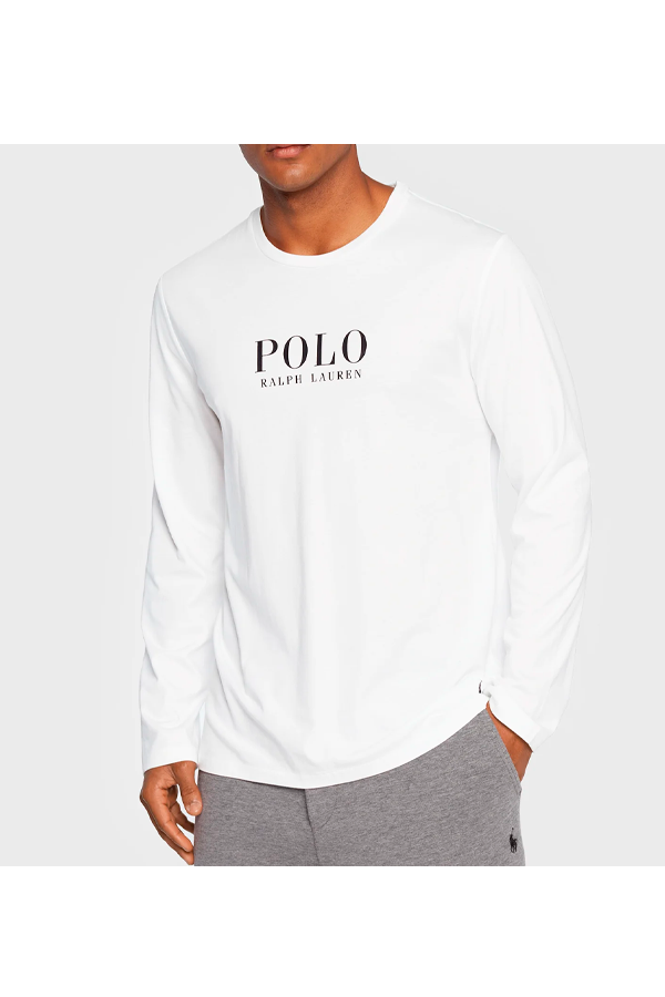Polera manga larga con estampado blanca