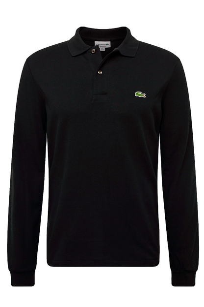 Polo de piqué manga larga negro