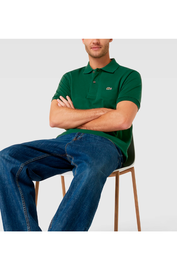 Polo de piqué clásico verde oscuro