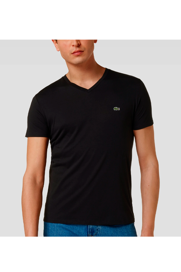 Polera cuello en V negra