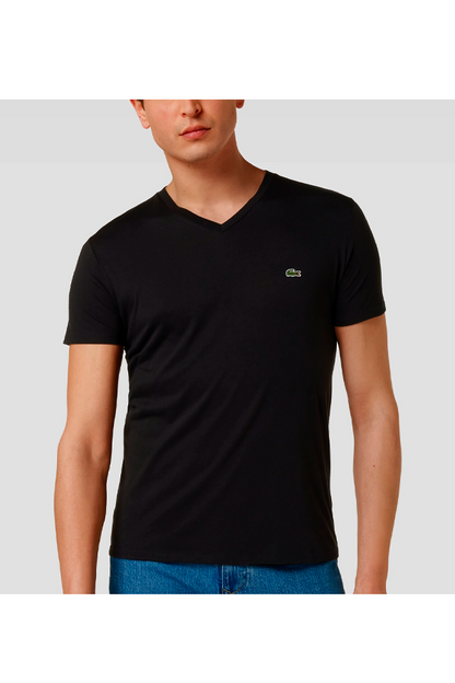 Polera cuello en V negra