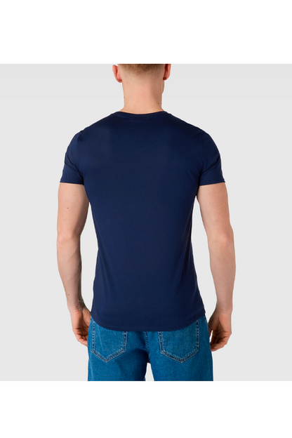 Polera cuello en V azul marino