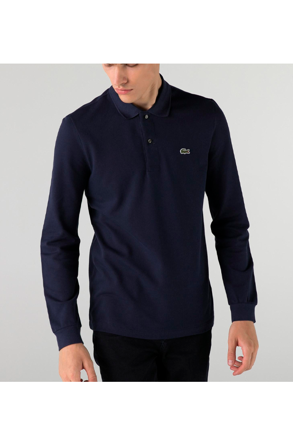 Polo de piqué manga larga azul marino