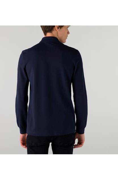 Polo de piqué manga larga azul marino