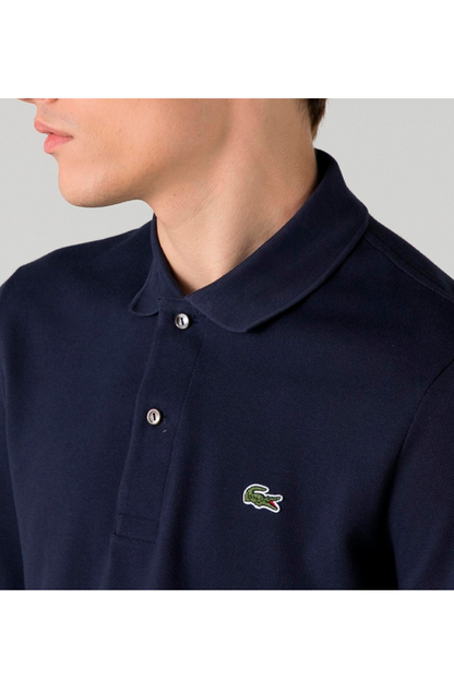 Polo de piqué manga larga azul marino