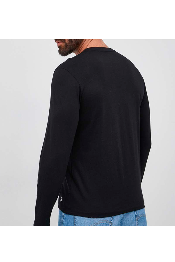 Polera manga larga con estampado negra