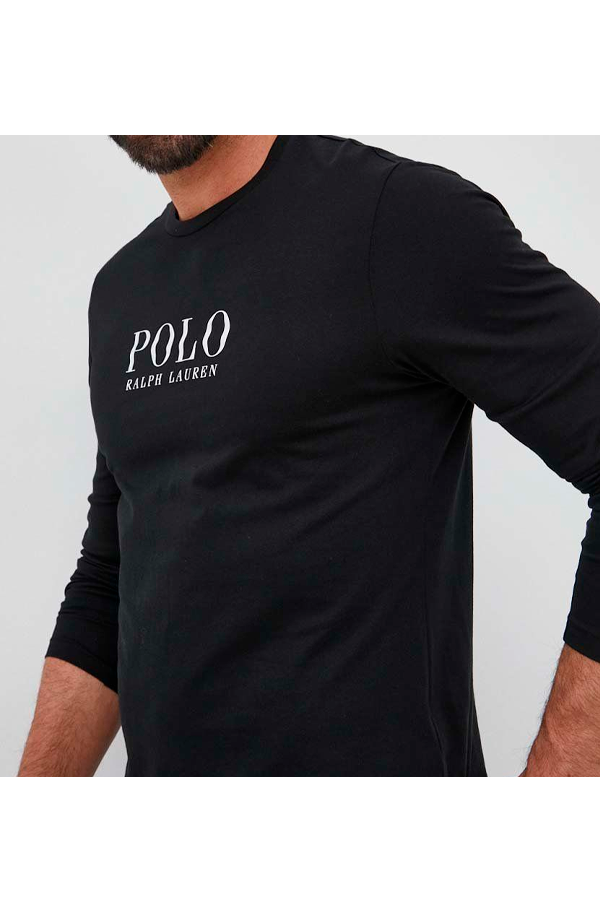 Polera manga larga con estampado negra