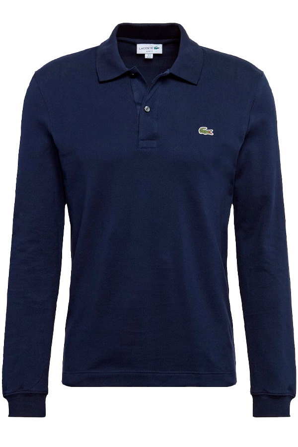 Polo de piqué manga larga azul marino