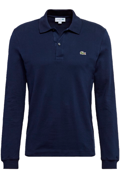 Polo de piqué manga larga azul marino