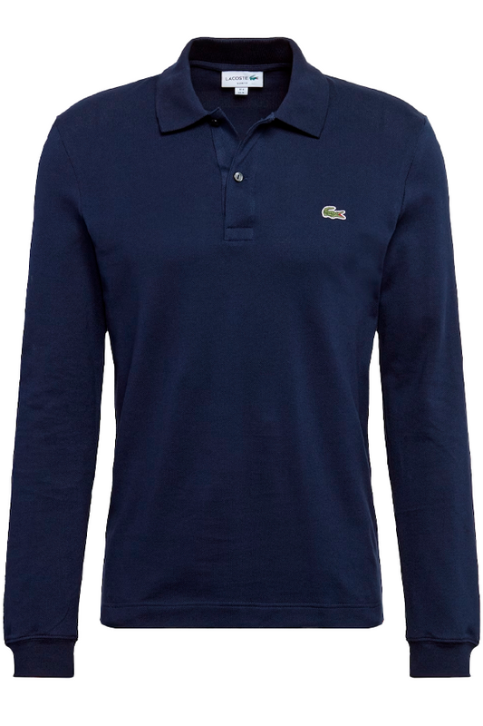 Polo de piqué manga larga azul marino