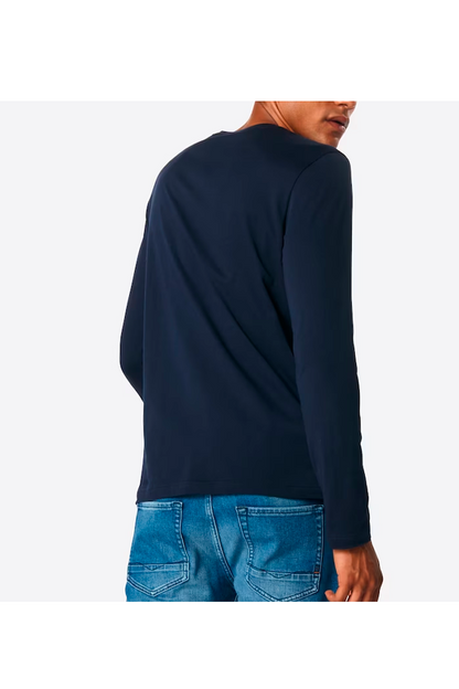 Polera manga larga de algodón premium azul marino