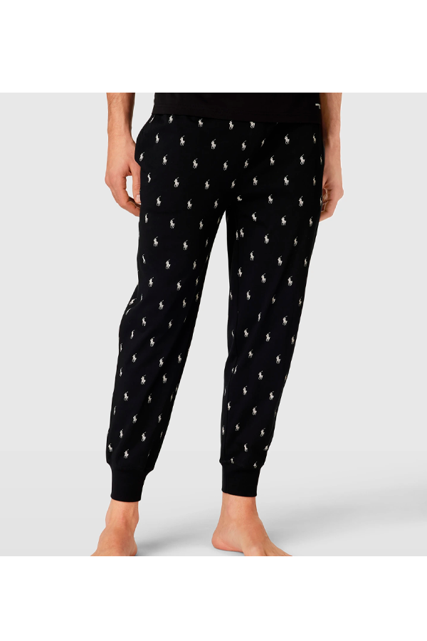 Pantalón de buzo con estampado negro