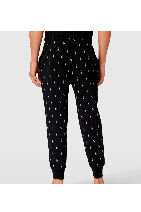 Pantalón de buzo con estampado negro