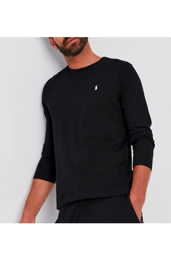 Polera manga larga cuello redondo negra