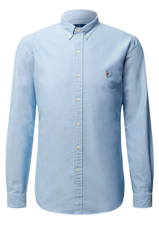 Camisa Oxford corte slim celeste