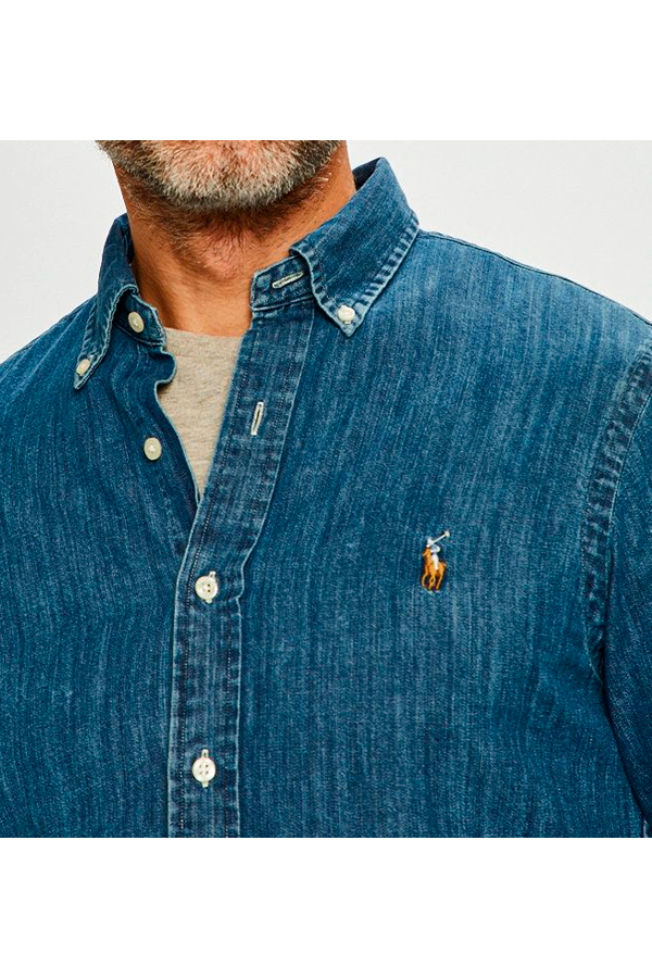 Camisa de mezclilla corte slim azul oscuro