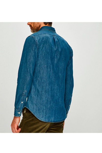 Camisa de mezclilla corte slim azul oscuro