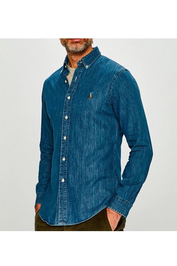 Camisa de mezclilla corte slim azul oscuro