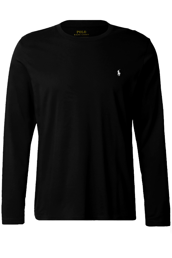Polera manga larga cuello redondo negra