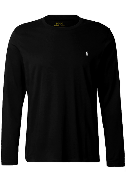 Polera manga larga cuello redondo negra